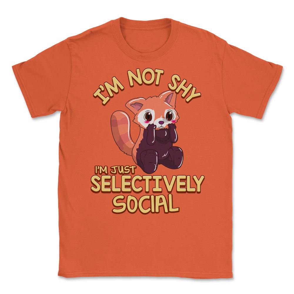 Kawaii Red Panda I’m Not Shy I’m Selectively Social Meme graphic - Orange