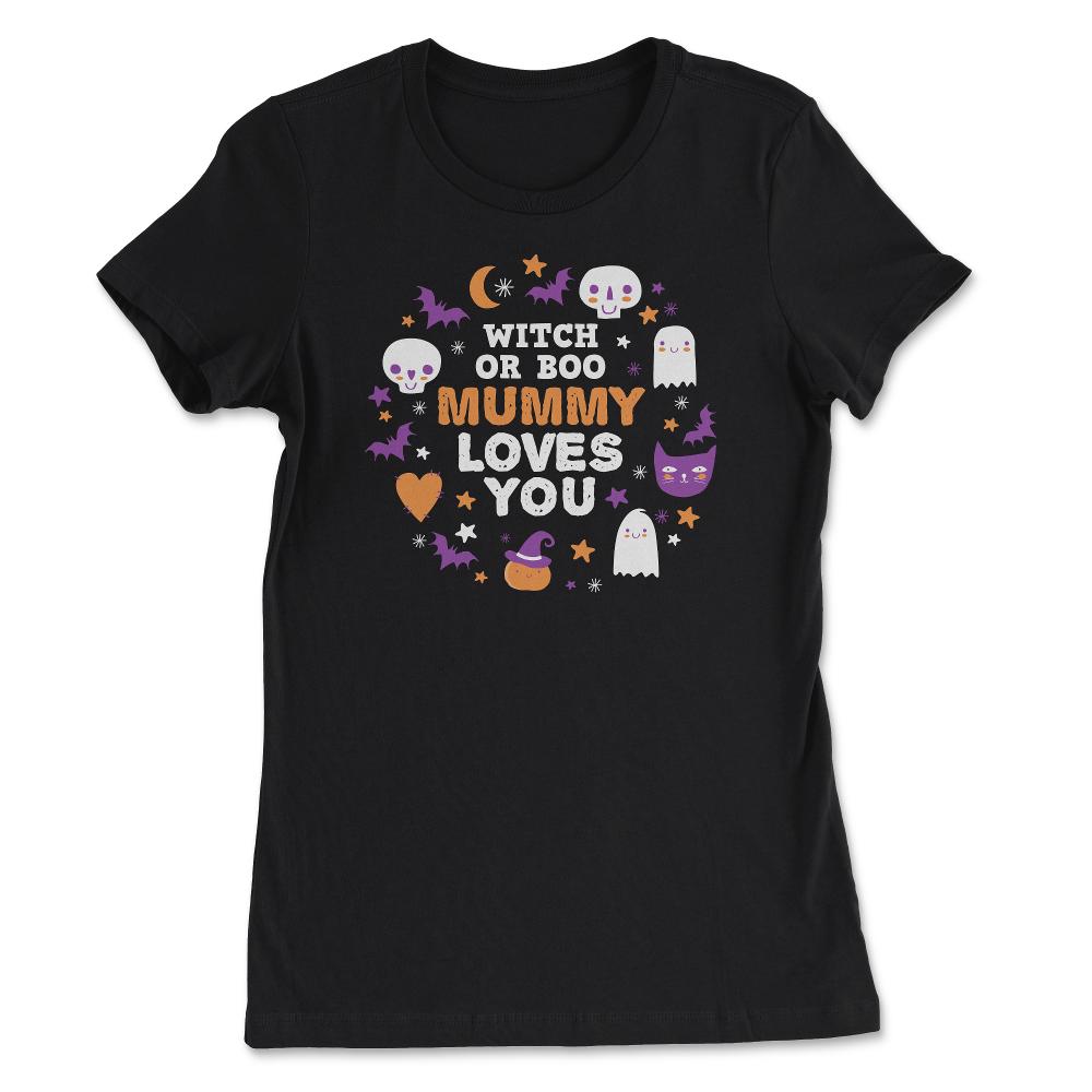 Witch or Boo Mummy Loves You Halloween Reveal design - Women's Tee - Black