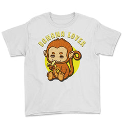 Banana Lover Monkey Eating a Banana Funny Humor Gift design Youth Tee - White