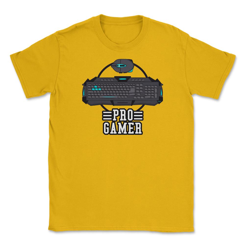 Pro Gamer Keyboard & Mouse Fun Humor T-Shirt Tee Shirt Gift Unisex - Gold