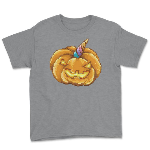 Jack O Unicorn Pumpkin Halloween T Shirt Gifts Youth Tee - Grey Heather
