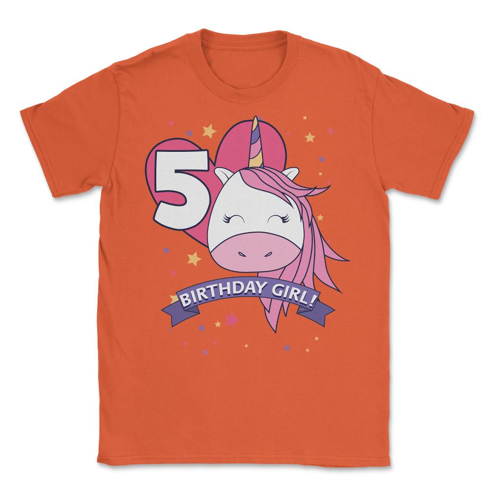 Birthday Girl! Unicorn 5th Birthday graphic design Gifts Unisex - Orange