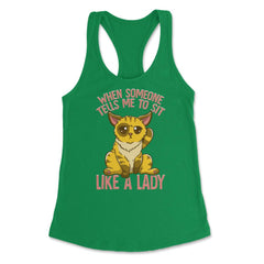 Cute & Funny Cat Sitting Like a Lady Design for Kitty Lovers product - Kelly Green