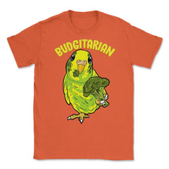 Hilarious Budgie Bird Eating Broccoli Budgerigar Meme graphic Unisex - Orange