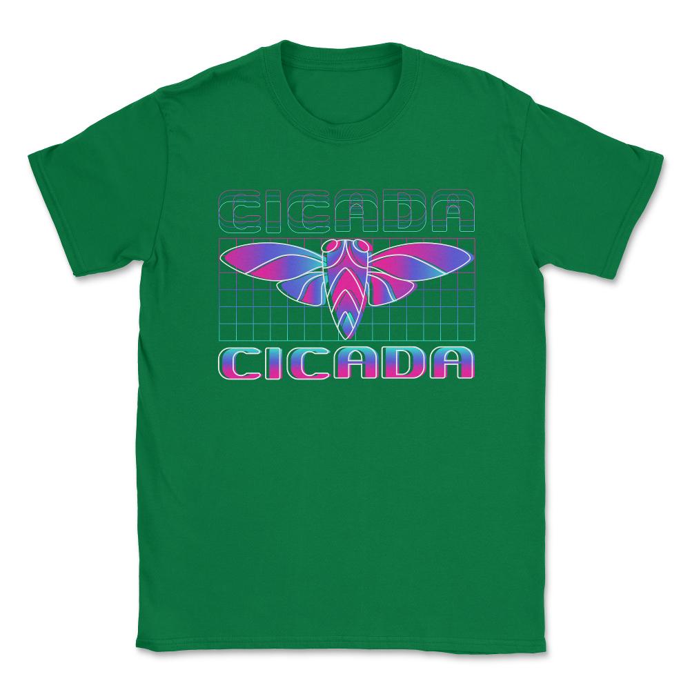 Retro Vintage Vaporwave Cicada Glitch Design product Unisex T-Shirt - Green