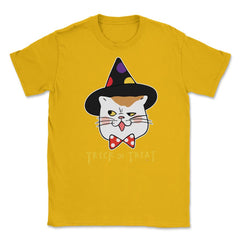 Trick or Treat Cat Face Funny Halloween costume Unisex T-Shirt - Gold