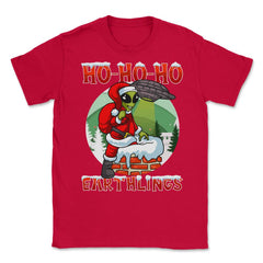 HO HO HO Alien Santa Xmas Funny Gift product Unisex T-Shirt - Red