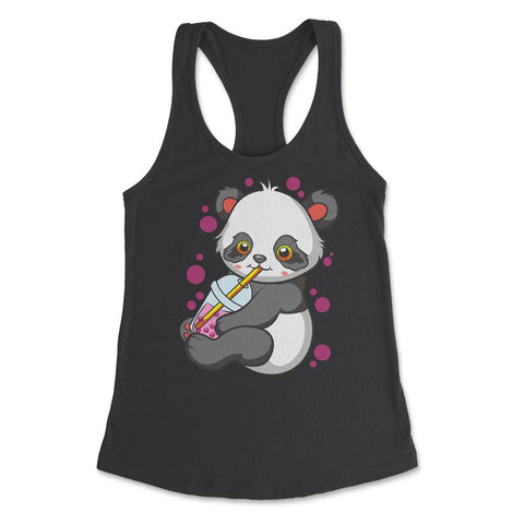 Boba Tea Bubble Tea Cute Kawaii Panda Gift design Women's Racerback - Black