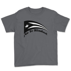 Puerto Rico Black Flag No Te Rindas Boricua by ASJ graphic Youth Tee - Smoke Grey