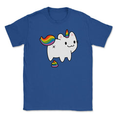 Caticorn Rainbow Flag Gay Pride & Poop Gay design Unisex T-Shirt - Royal Blue
