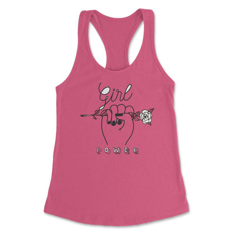 Girl Power Flower T-Shirt Feminism Shirt Top Tee Gift Women's - Hot Pink