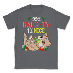 Naughty or Nice Christmas Cat Funny Humor Unisex T-Shirt - Smoke Grey