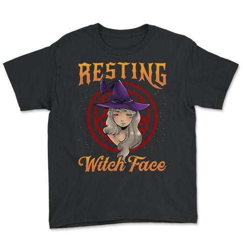 Resting Witch Face ANIME Witch Girl Character Gift Youth Tee - Black