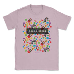 Press Start Video Gamer Funny Humor T-Shirt Tee Shirt Gift Unisex - Light Pink