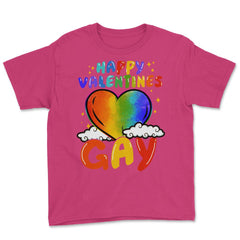 Happy Valentines Gay Rainbow Pride Gift print Youth Tee - Heliconia
