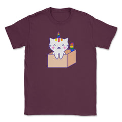 Caticorn Rainbow Gay Pride product Unisex T-Shirt - Maroon