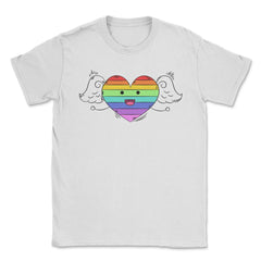 Rainbow Heart Gay Pride Month t-shirt Shirt Tee Gift Unisex T-Shirt - White