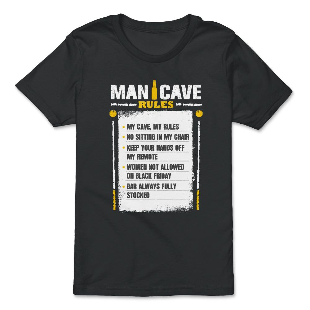 Man Cave Rules Funny Man Space Design graphic - Premium Youth Tee - Black