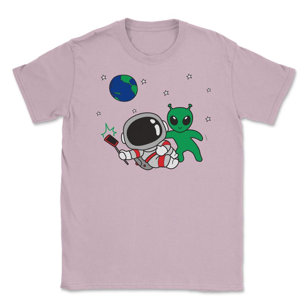 Alien Selfie Kawaii Style Funny Astronaut & Happy Alien design Unisex - Light Pink