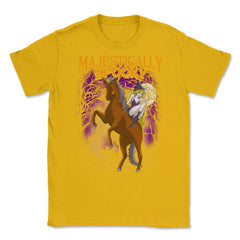 Majestically Spooky Witch & Unicorn Halloween Funn Unisex T-Shirt - Gold
