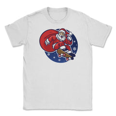 Santa in skateboard Let’s do this! Funny Humor XMAS T-Shirt Tee Gift - White