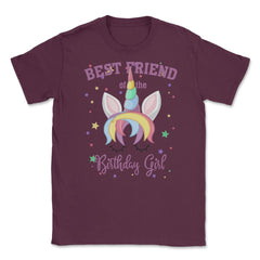 Best Friend of the Birthday Girl! Unicorn Face print Gift Unisex - Maroon