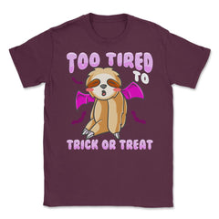 Trick or Treat Sloth Cute Halloween Funny Unisex T-Shirt - Maroon