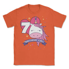 Birthday Girl! Unicorn 7th Birthday graphic design Gifts Unisex - Orange