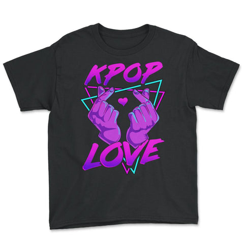 Korean Love Sign K-POP Love Fingers design Youth Tee - Black