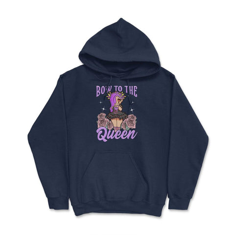 Kawaii Pastel Goth Chibi Anime Girl Bow To The Queen graphic Hoodie - Navy