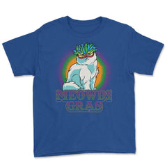 Mardi Gras Meowdi Gras Cat with mask Funny Gift print Youth Tee - Royal Blue