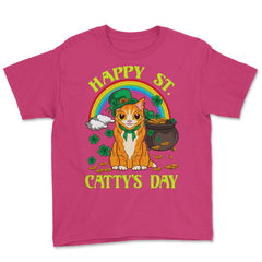Saint Patty's Day Theme Irish Cat Funny Humor Gift product Youth Tee - Heliconia