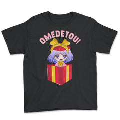 Anime Girl Omedetou Theme Happy Birthday Gift design Youth Tee - Black