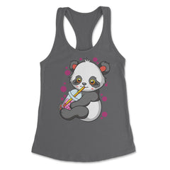 Boba Tea Bubble Tea Cute Kawaii Panda Gift design Women's Racerback - Dark Grey