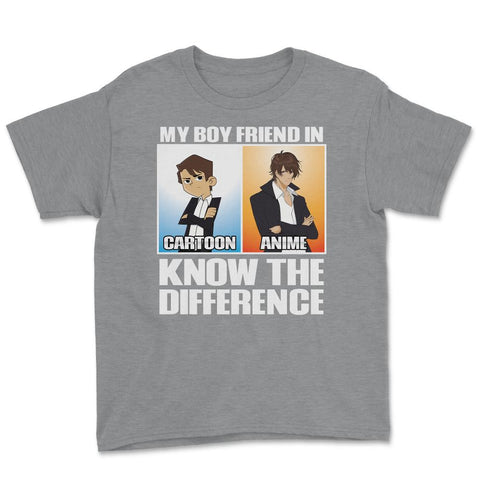 Is Not Cartoons Its Anime Know the Difference Meme graphic Youth Tee - Grey Heather