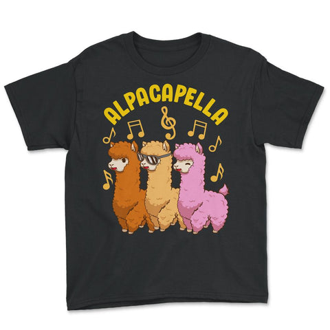 Alpacapella Funny Alpaca Pun Singing Llamas Acapella Meme design - Black