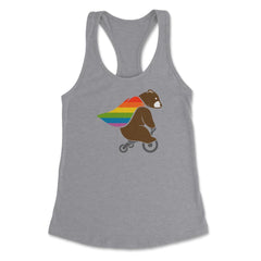 Rainbow Flag Bear Hero Gay Pride print Women's Racerback Tank - Heather Grey