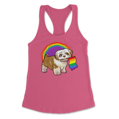 Funny Shih Tzu Dog Rainbow Pride design Women's Racerback Tank - Hot Pink