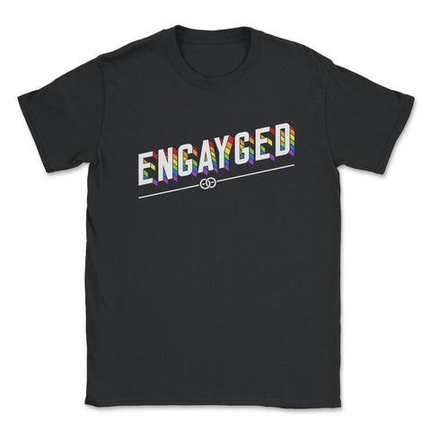 Engayged Rainbow Flag Gay Pride Engaged Design product Unisex T-Shirt - Black