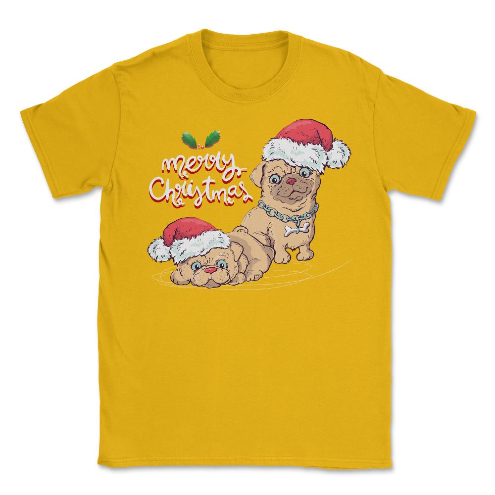 Merry Christmas Doggies Funny Humor T-Shirt Tee Gift Unisex T-Shirt - Gold