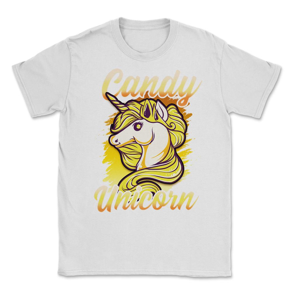 Candy Corn Unicorn Halloween Funny Candy Unicorn Unisex T-Shirt - White