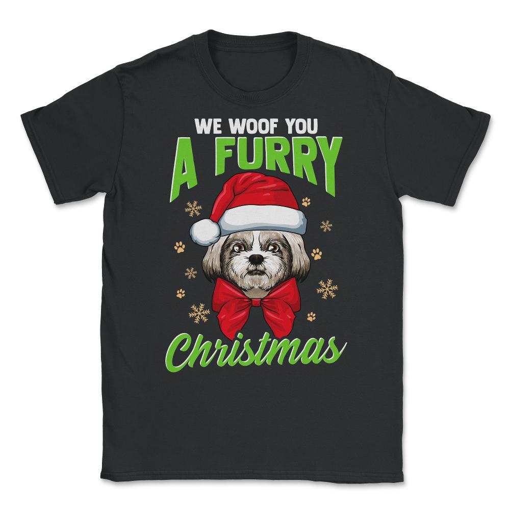 We Woof You a Merry Christmas Funny Shih Tzu Unisex T-Shirt - Black