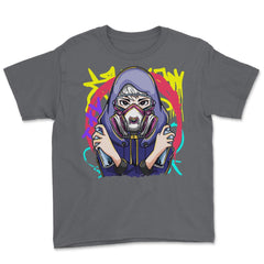 Anime Spray Paint Graffiti Artist With Mask Tagger design Youth Tee - Smoke Grey