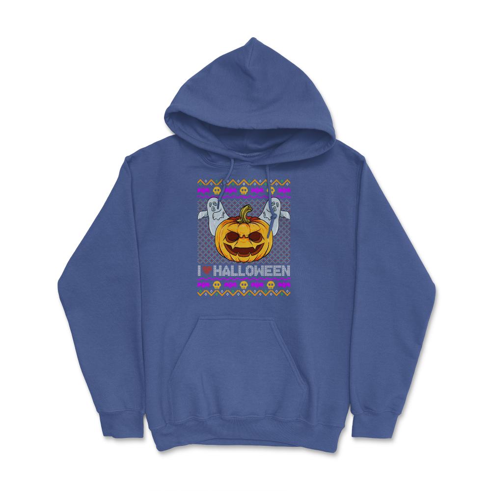 Spooky Jack O-Lantern Ugly Halloween Sweater Hoodie - Royal Blue