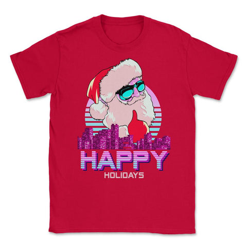 Vaporwave Santa XMAS Funny Humor Happy Holidays Unisex T-Shirt - Red