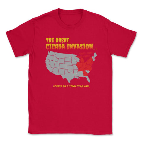 Cicada Invasion Coming to These States in US Map Funny print Unisex - Red