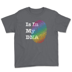 Is In My DNA Rainbow Flag Gay Pride Fingerprint Design graphic Youth - Smoke Grey