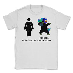 Funny School Counselor Appreciation Dabbing Unicorn Humor print - White