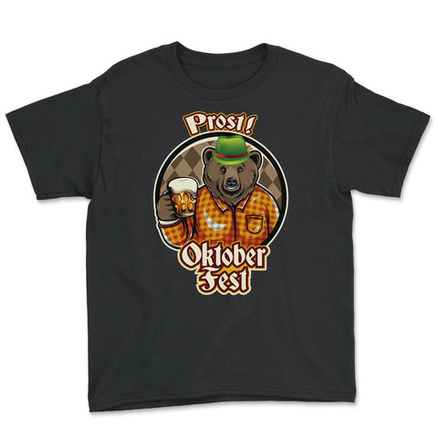 Prost! Oktoberfest Bear Shirt Beer Gift T Shirt Youth Tee - Black