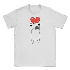 Dog with Heart Happy Valentine Funny Gift print Unisex T-Shirt - White